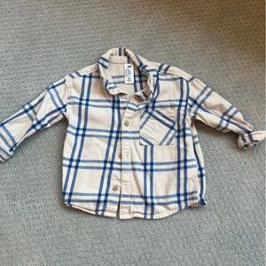 H&M Blue and Tan Button Down Shirt with Classic Collar